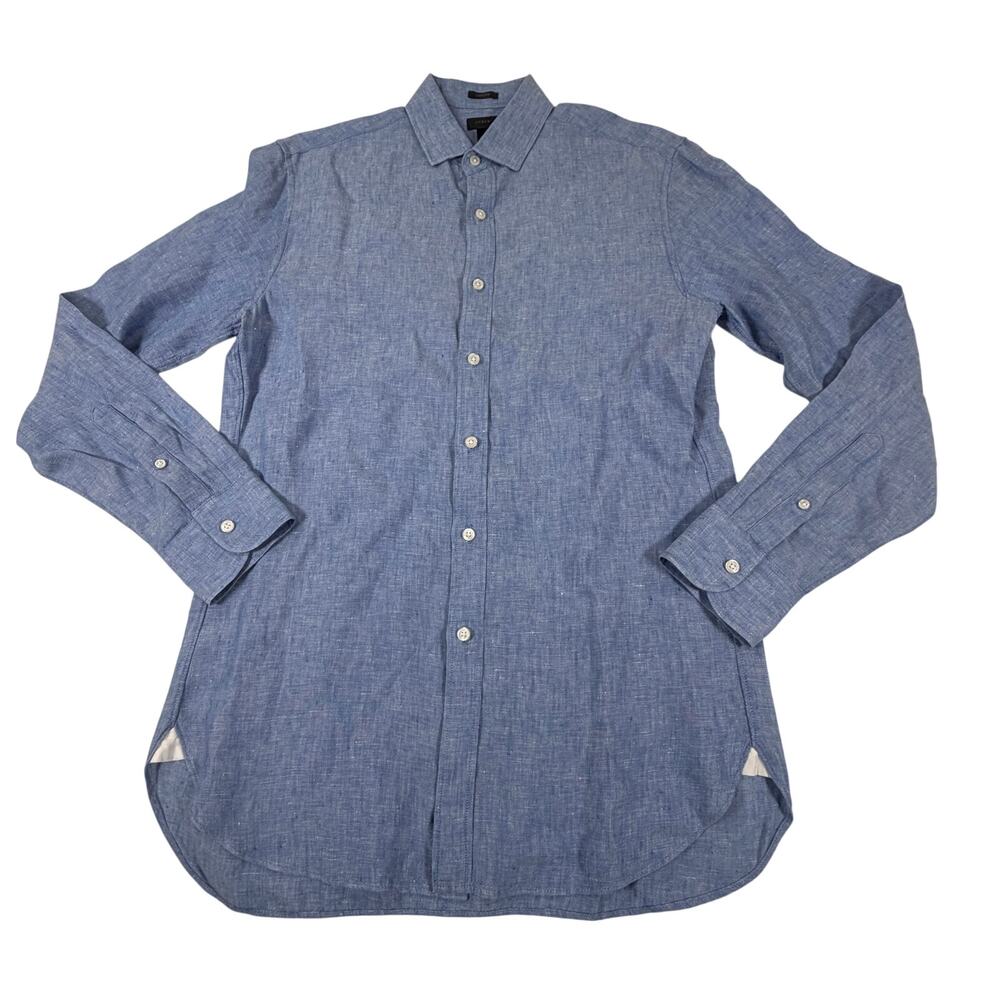 J Crew Ludlow Baird McNutt 100% Irish Linen Button Up Shirt Heathered Blue Men M